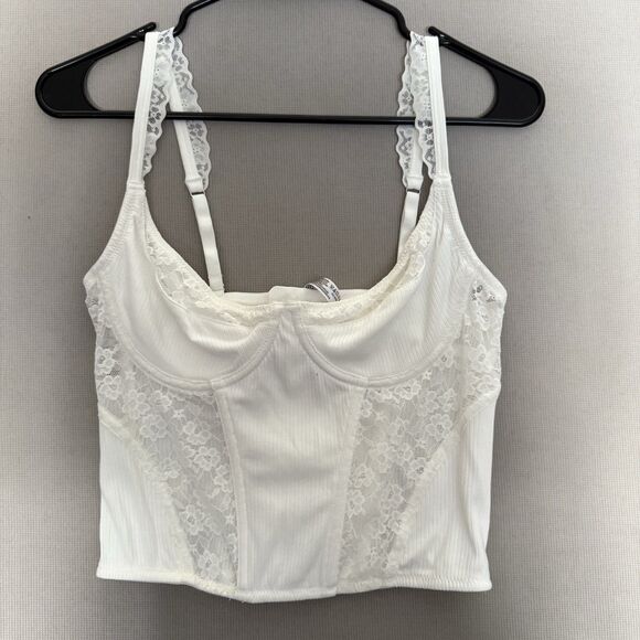 Urban Outfitter’s Corset Large White Womens Out From Under Underwire Lace New - Picture 1 of 8